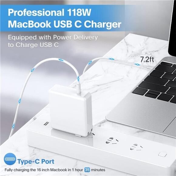 Mac Book Pro Charger 118W USB C Charger Fast Charger Compatible with USB C Port‎ - Picture 2 of 6